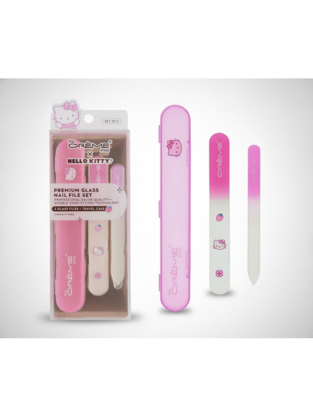 Hello Kitty Premium Glass Nail File Set Cute Manicure & Pedicure Tools NEW